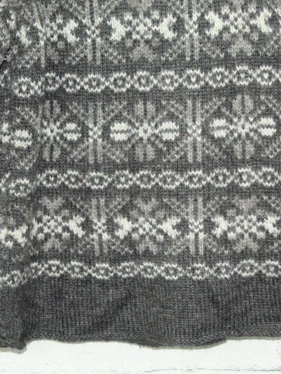 Mexicali Blues Alpaca Wool Gray Fair Isle Crew Neck Sweater Size L Cozycore - Picture 7 of 8